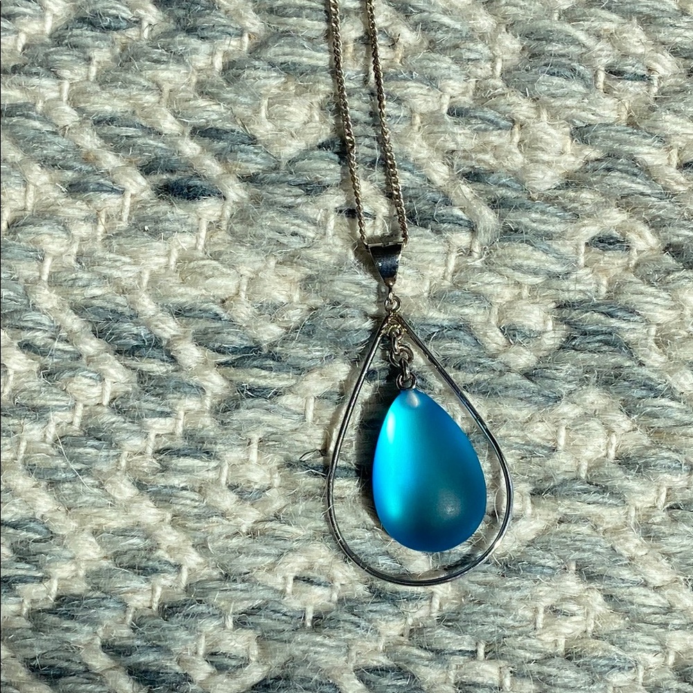 Prismatic Blue Teardrop Sterling Pendant